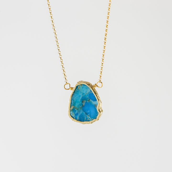 Turquoise Gemstone Slice Necklace - Djuna Studios