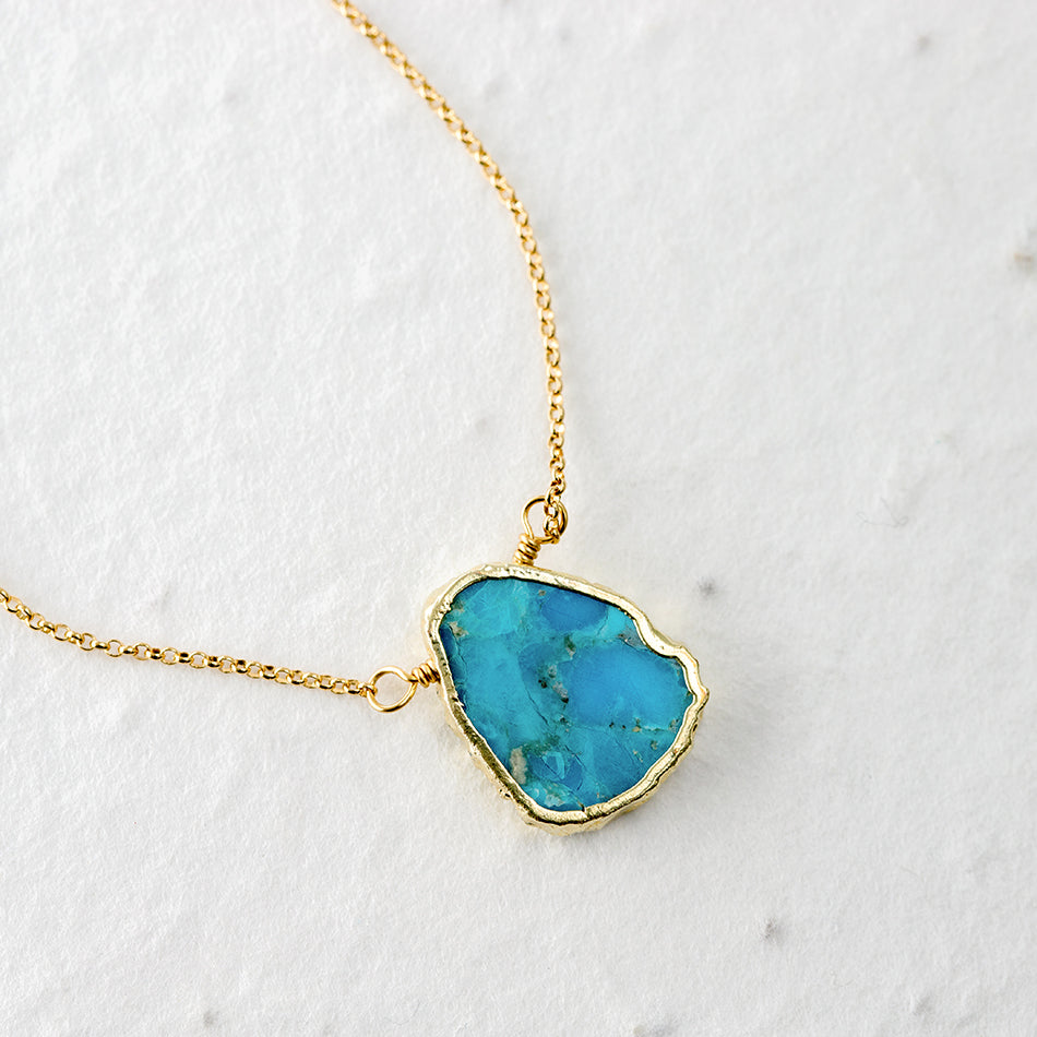 Turquoise Gemstone Slice Necklace - Djuna Studios