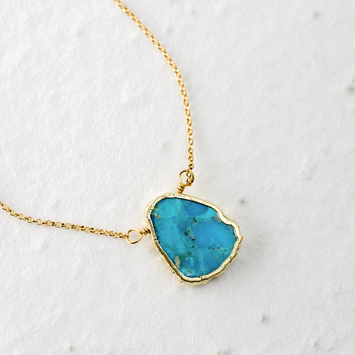 Turquoise Gemstone Slice Necklace - Djuna Studios