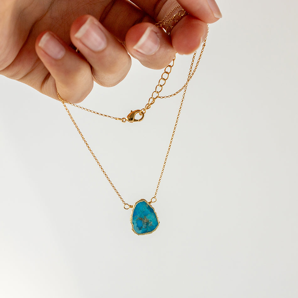 Turquoise Gemstone Slice Necklace