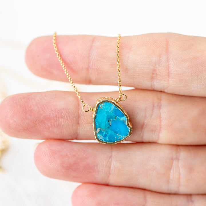 Turquoise Gemstone Slice Necklace - Djuna Studios