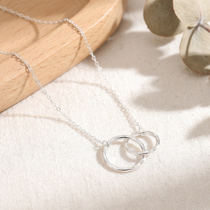 Resilience Necklace Two Interlocking Hammered Rings