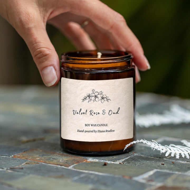 Velvet Rose and Oud Soy Wax Candle - Djuna Studios