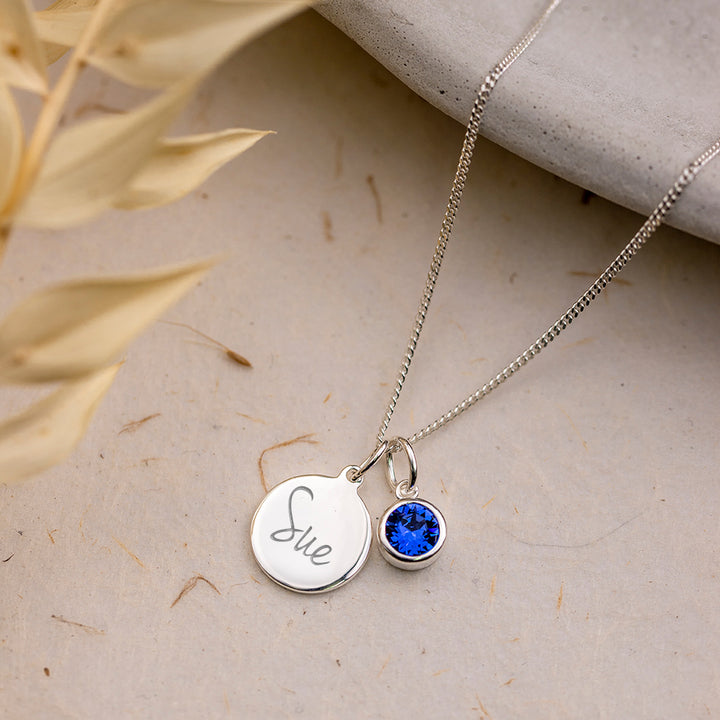 Personalised September Birthstone Necklace - Sapphire Crystal