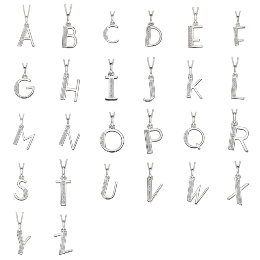 Custom Silver Birthstone Necklace with Initial Letter - Djuna Studios
