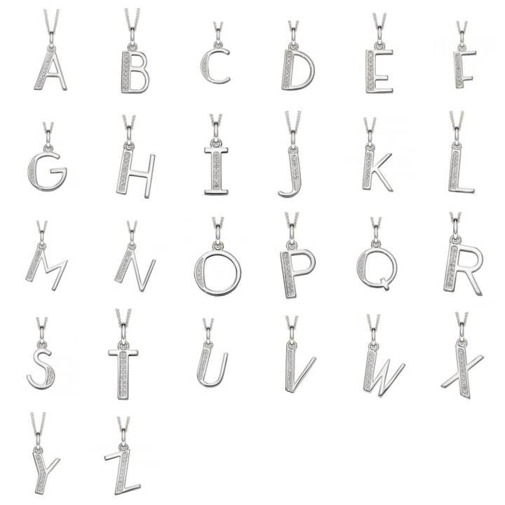 Custom Silver Birthstone Necklace with Initial Letter - Djuna Studios