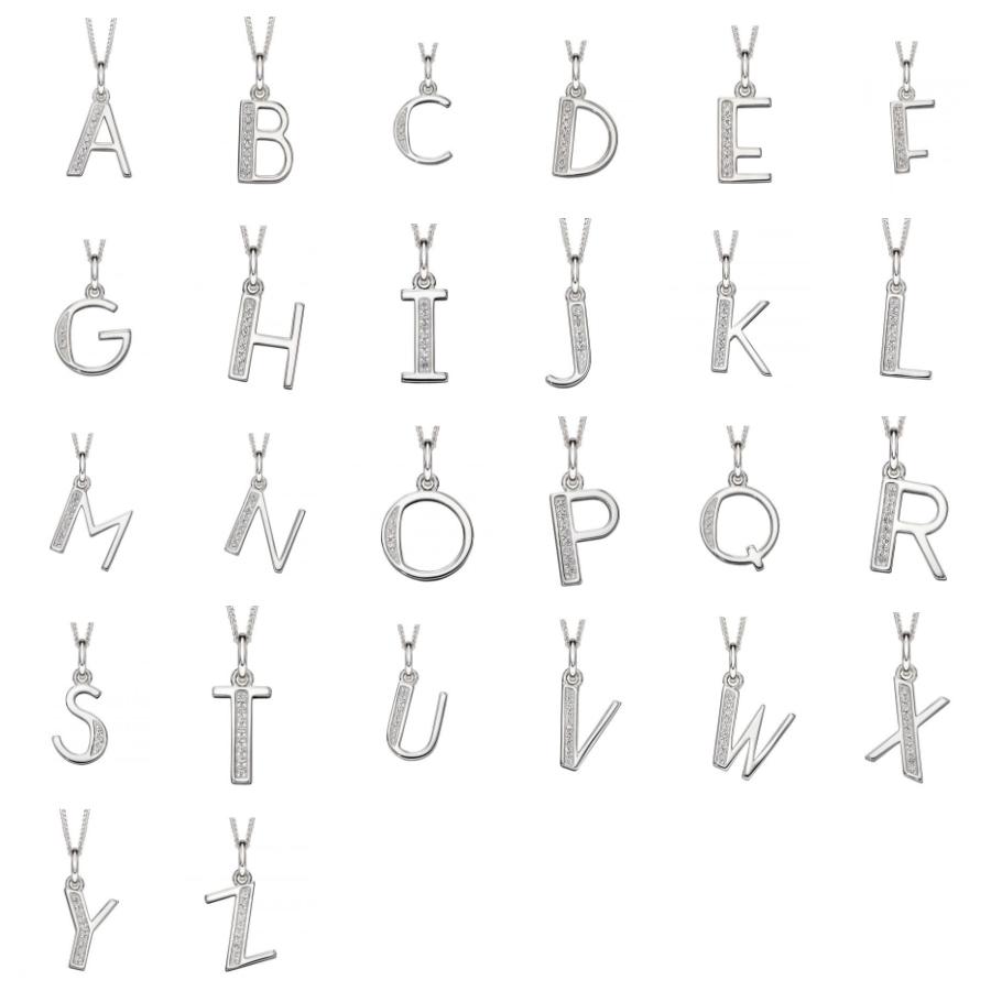 Silver Birthstone Necklace with Initial Letter - Djuna Studios