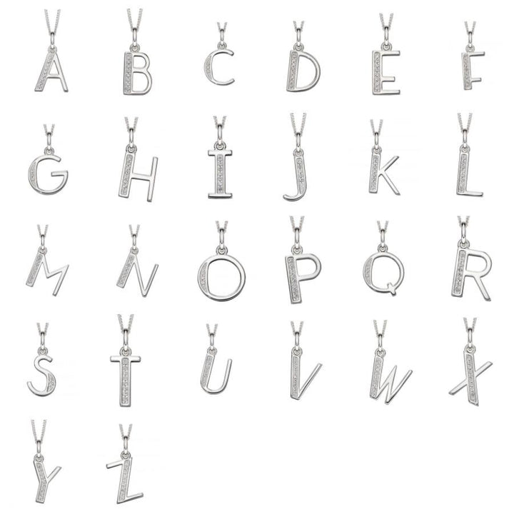 Silver Birthstone Necklace with Initial Letter - Djuna Studios