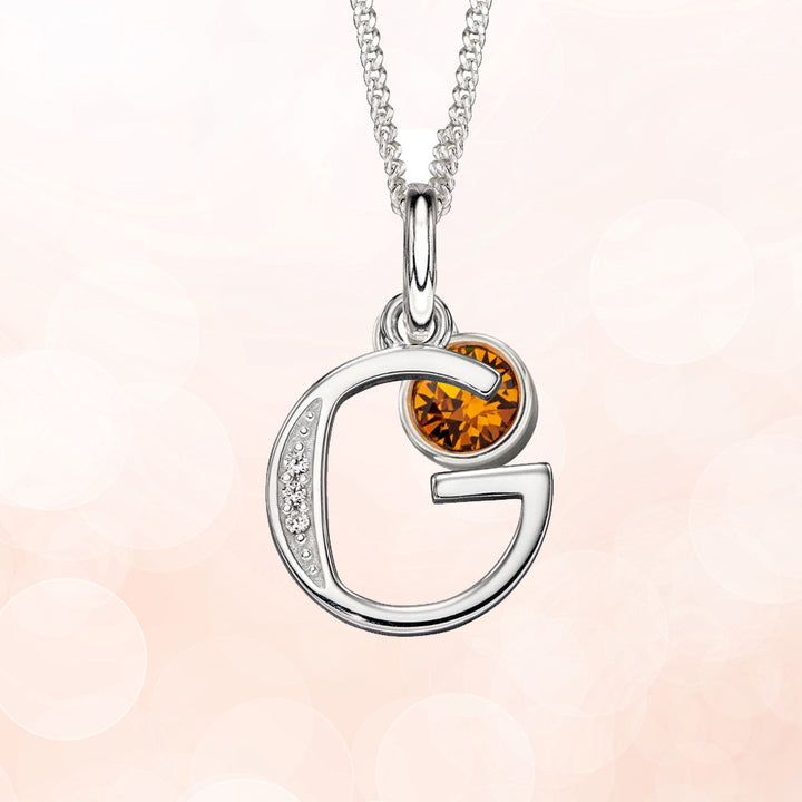 Custom Silver Birthstone Necklace with Initial Letter - Djuna Studios