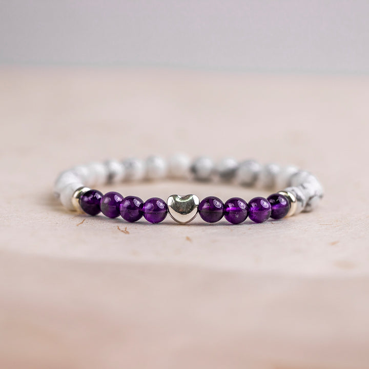 White Howlite and Amethyst Bracelet - Djuna Studios