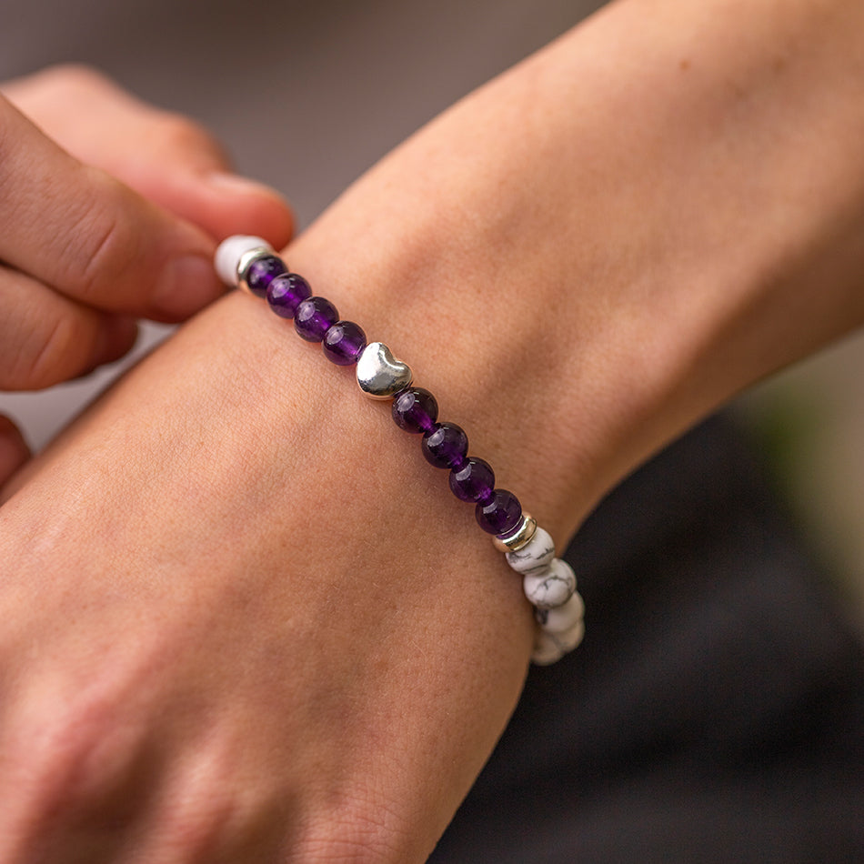 White Howlite and Amethyst Bracelet - Djuna Studios
