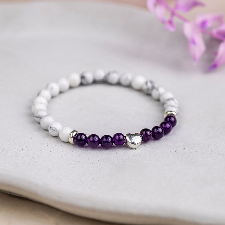 White Howlite and Amethyst Bracelet - Djuna Studios