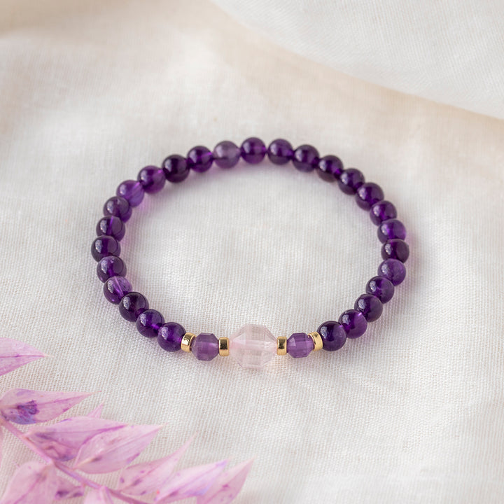 Anxiety Bracelet Amethyst and Rose Quartz - 6mm