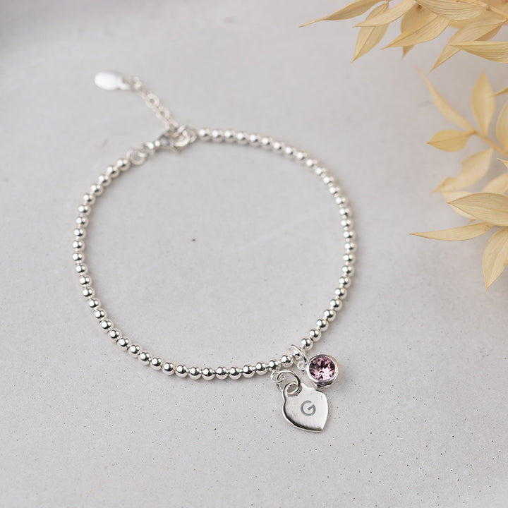 Personalised June Birthstone Bracelet - Light Amethyst Crystal