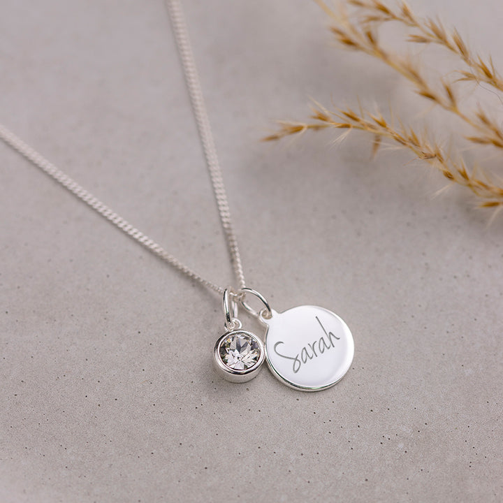 Personalised April Birthstone Necklace - Clear Crystal