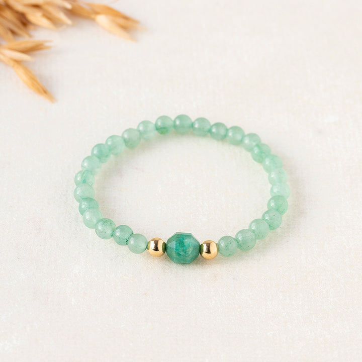 Aventurine and Gold Gemstone Bracelet 6mm