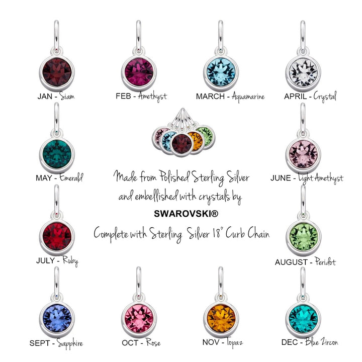 Personalised July Birthstone Necklace - Ruby Crystal - Djuna Studios