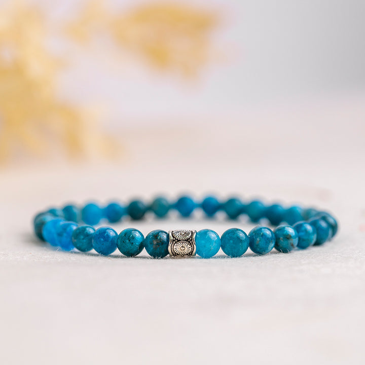 Blue Apatite Gemstone Bracelet 6mm - Djuna Studios