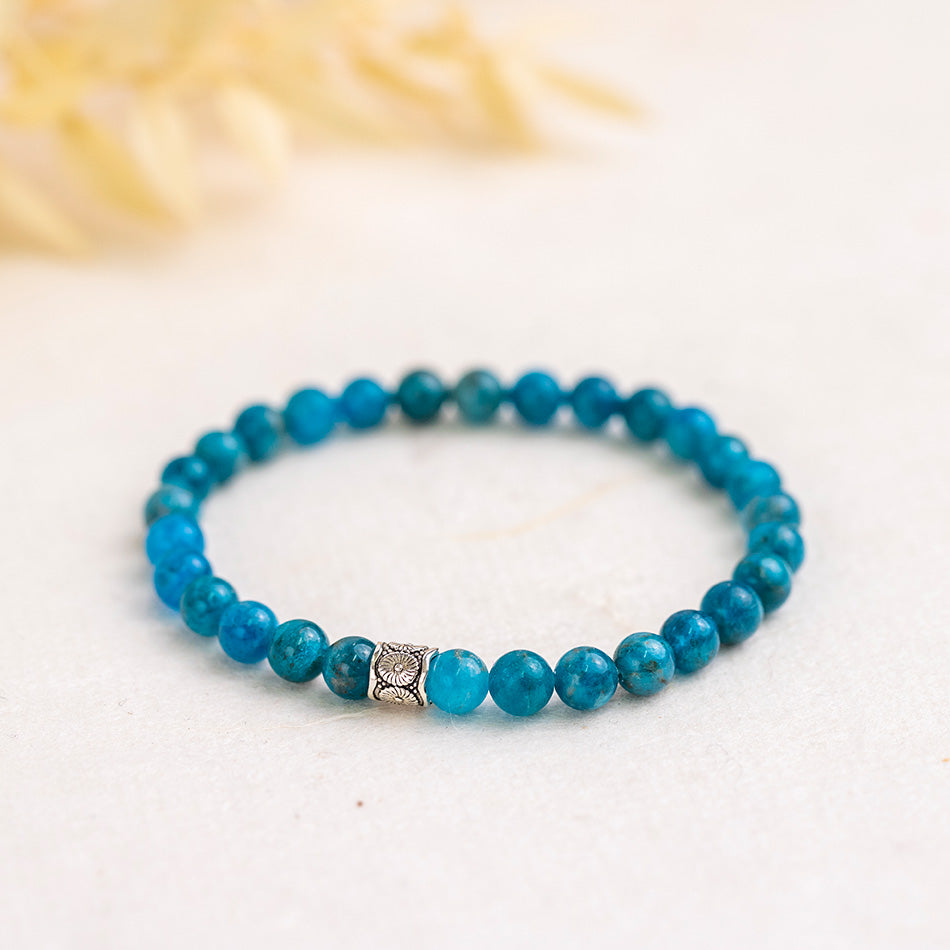 Blue Apatite Gemstone Bracelet 6mm