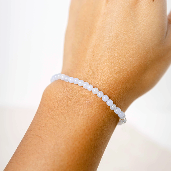Blue Lace Agate Gemstone Bracelet 4mm - Djuna Studios
