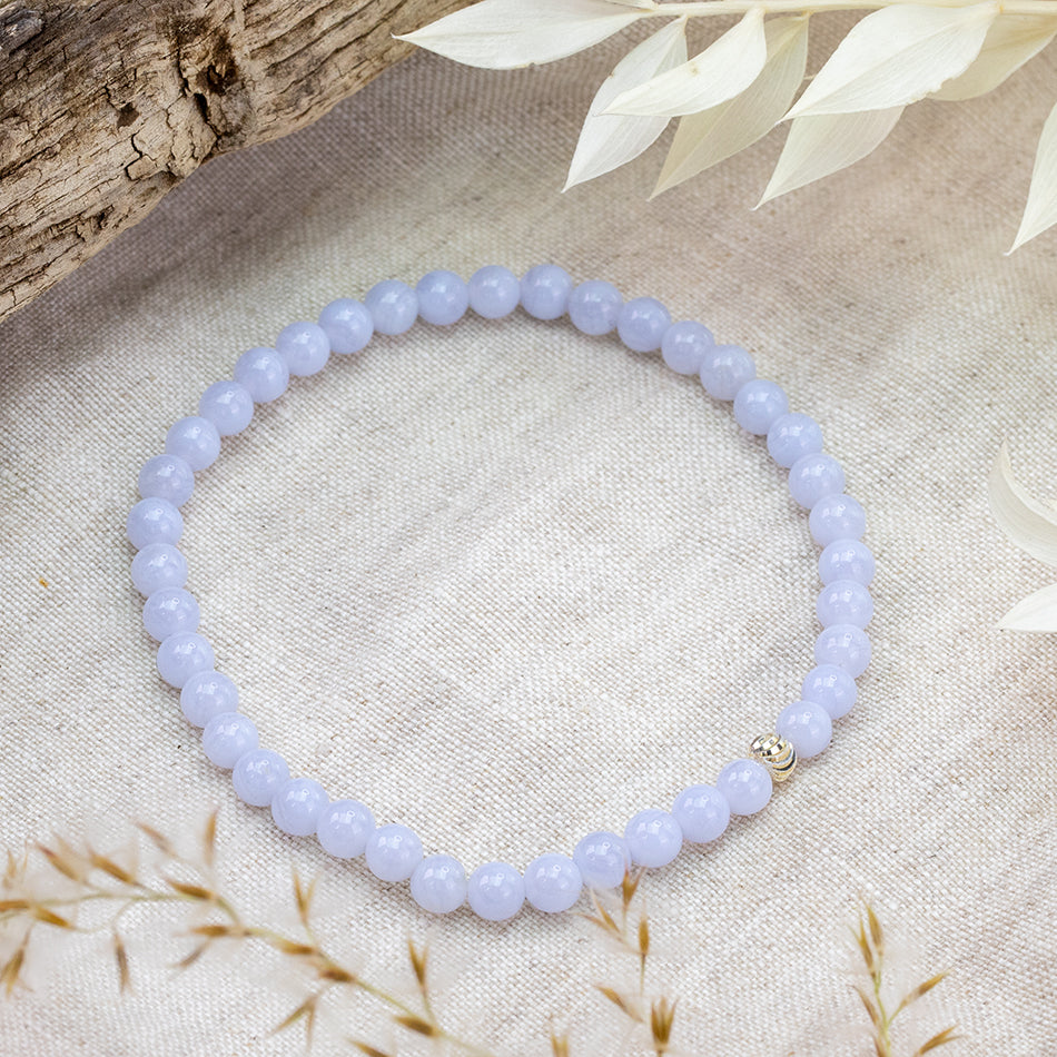 Blue Lace Agate Crystal Healing Bracelet for Positive Energy
