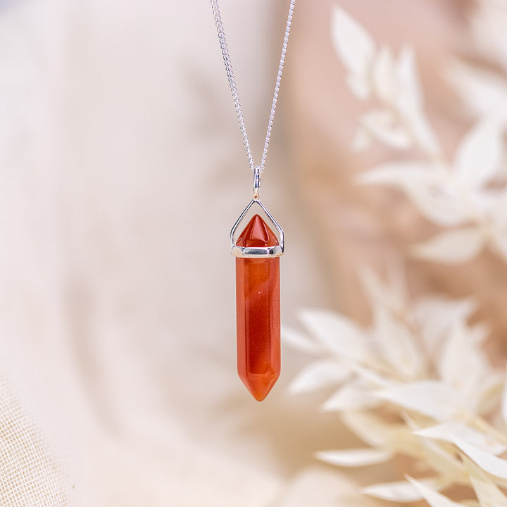 Carnelian Sterling Silver Point Pendant - Djuna Studios
