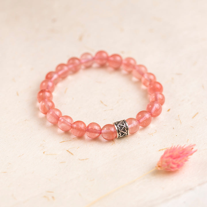 Cherry Quartz Gemstone Bracelet 8mm - Djuna Studios