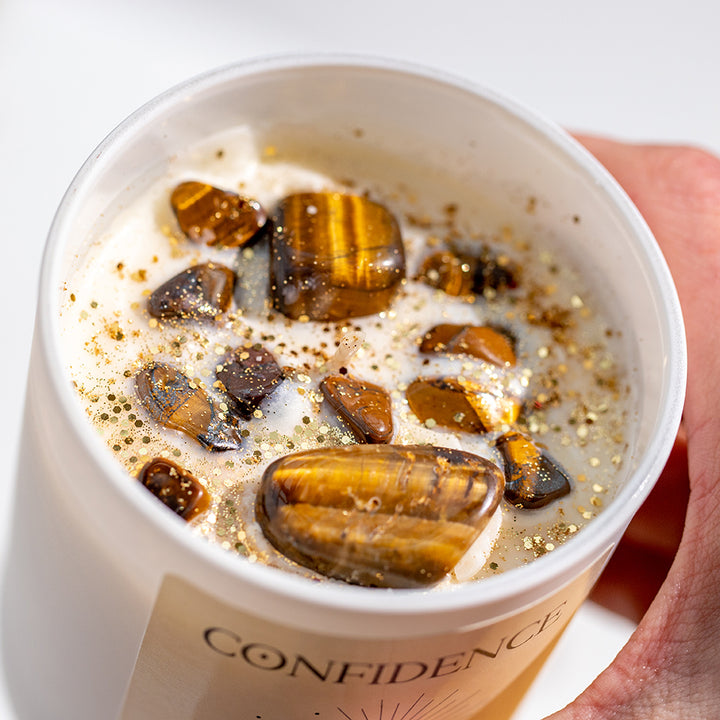 Confidence Candle with Tiger Eye Crystals - Djuna Studios