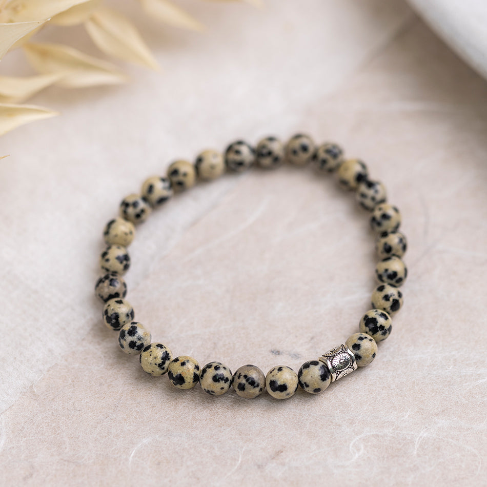 Dalmatian Jasper Gemstone Bracelet 6mm - Djuna Studios
