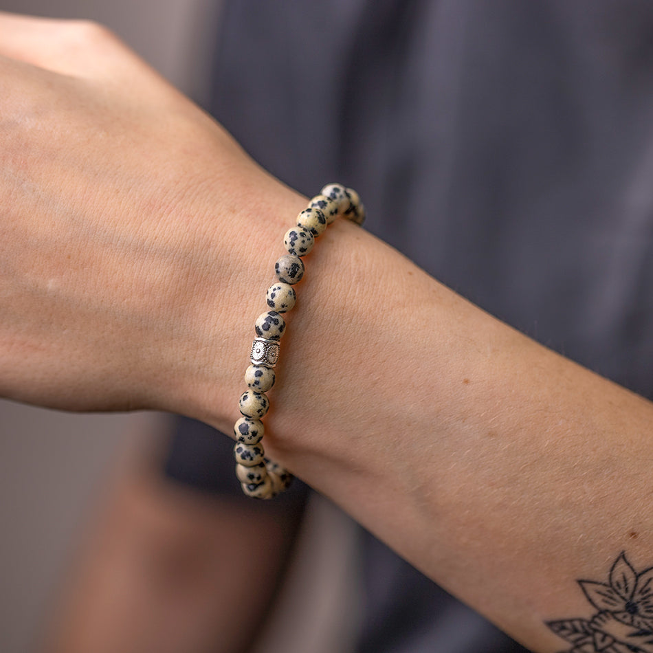 Dalmatian Jasper Gemstone Bracelet 6mm - Djuna Studios