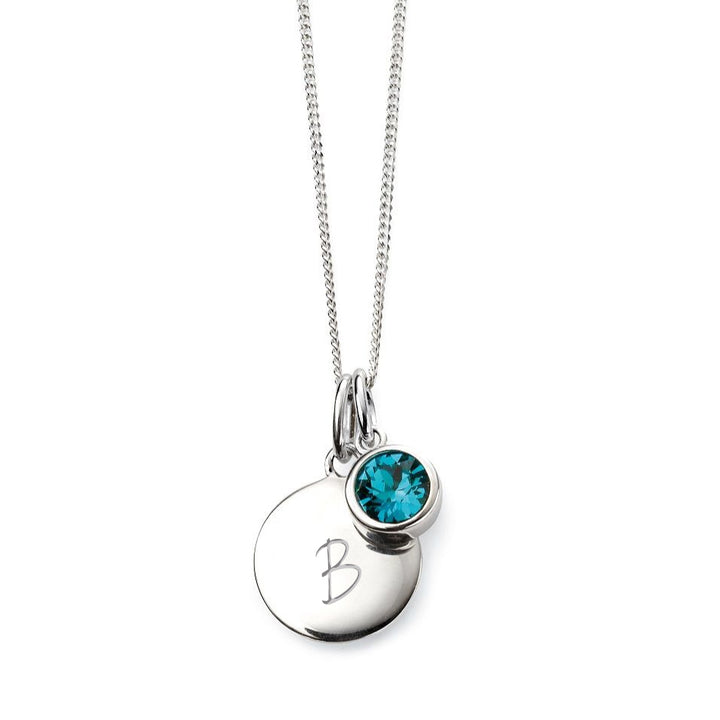 Personalised December Birthstone Necklace - Blue Zircon Crystal