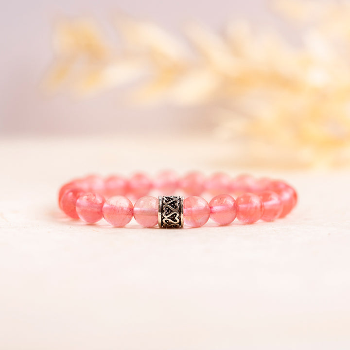 Cherry Quartz Gemstone Bracelet 8mm - Djuna Studios