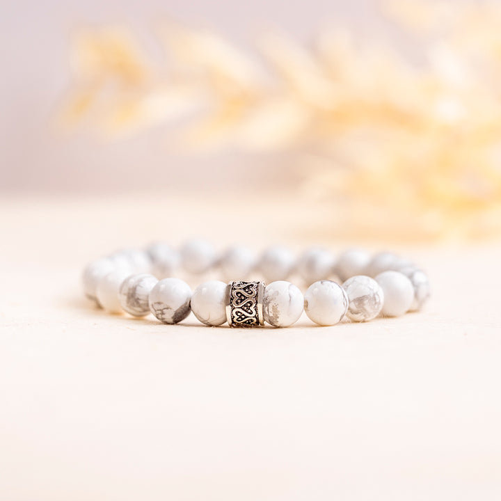 White Howlite Gemstone Bracelet 8mm - Djuna Studios