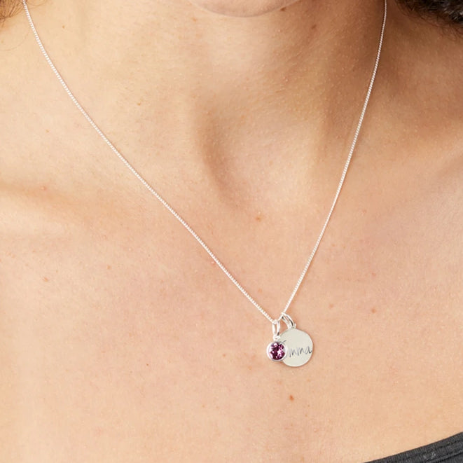 Personalised February Birthstone Necklace - Amethyst Crystal