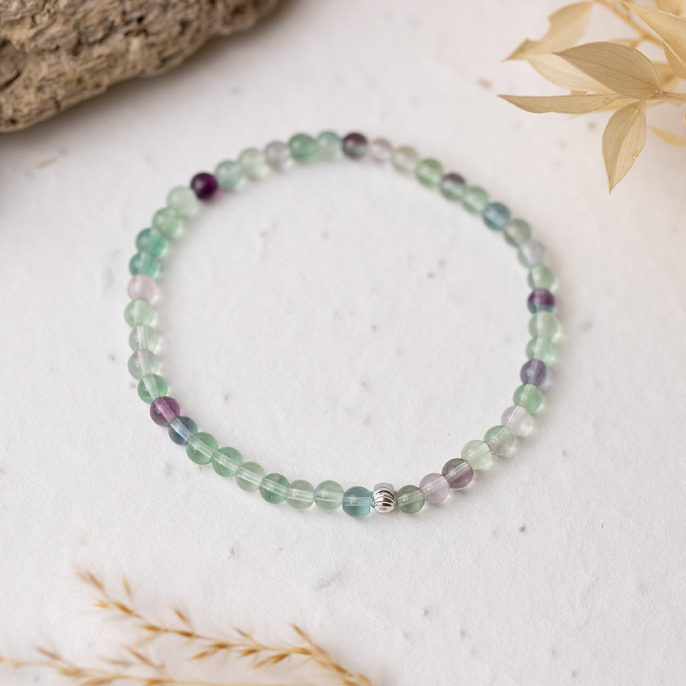 Rainbow Fluorite Gemstone Bracelet 4mm