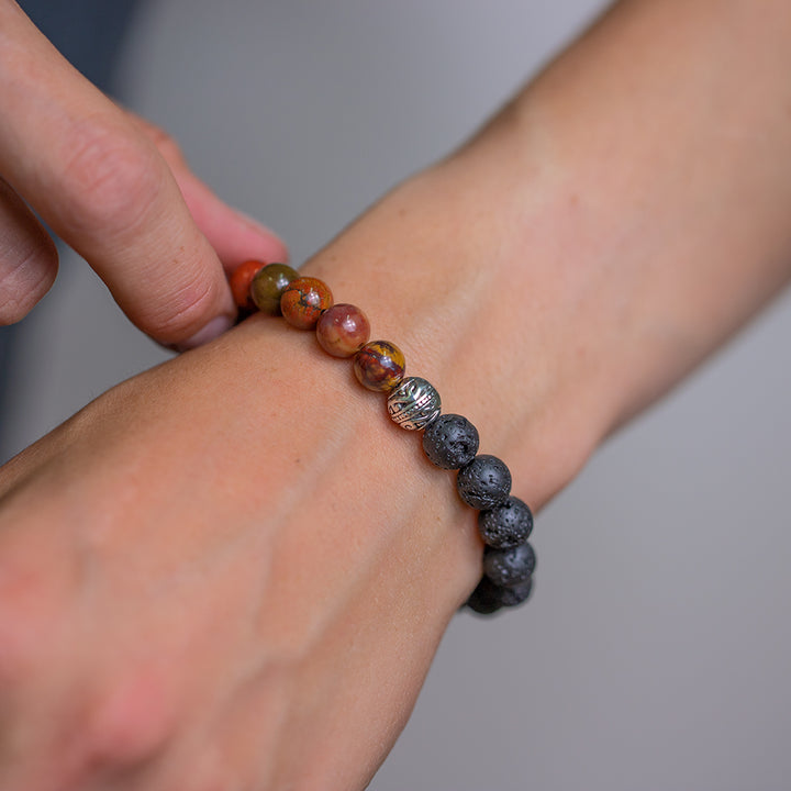 Petrified Wood and Lava Stone Bracelet 8mm - Djuna Studios
