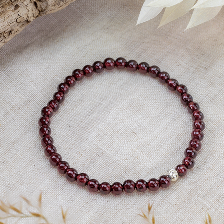 Garnet Gemstone Stone Bracelet 4mm - Djuna Studios