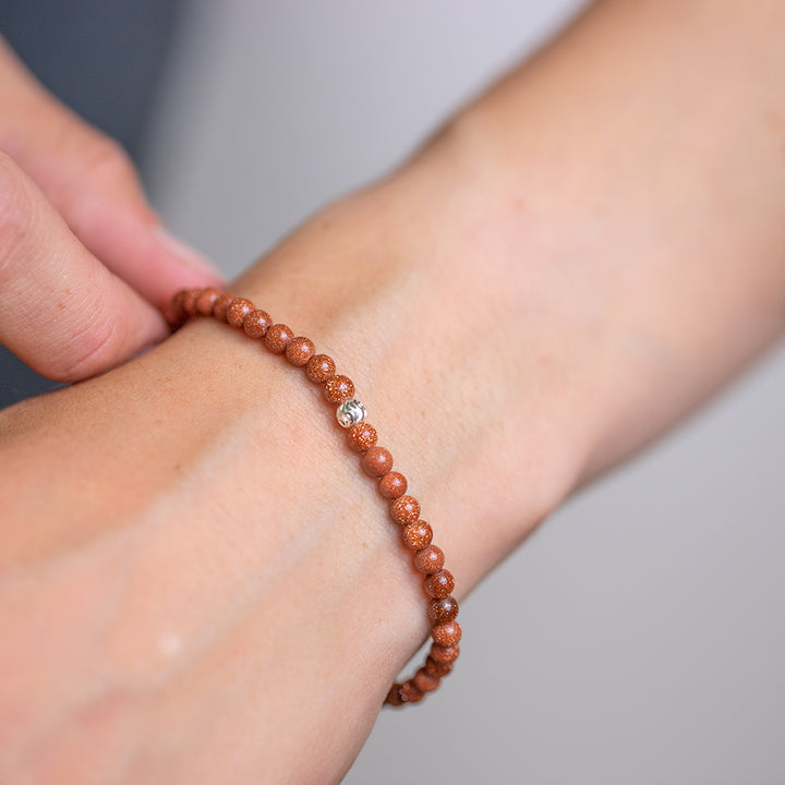 Brown Goldstone Gemstone Bracelet 4mm