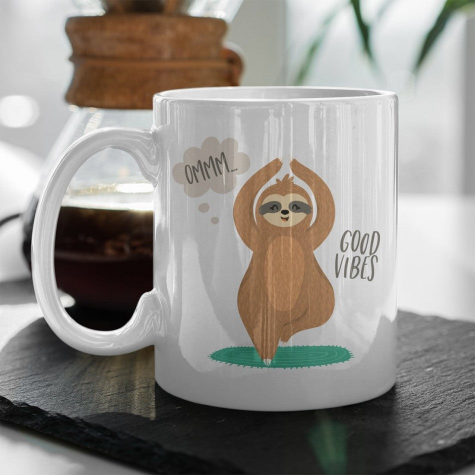 Sloth Mug with the Slogan Good Vibes - china mug with original desgin