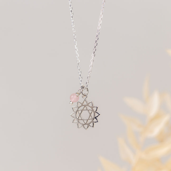 Heart Chakra Necklace with Rose Quartz Charm