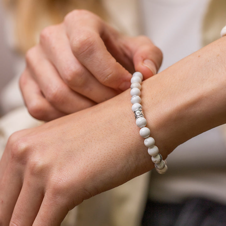 White Howlite Gemstone Bracelet 6mm - Djuna Studios