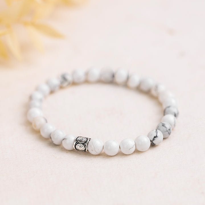 White Howlite Gemstone Bracelet 6mm - Djuna Studios