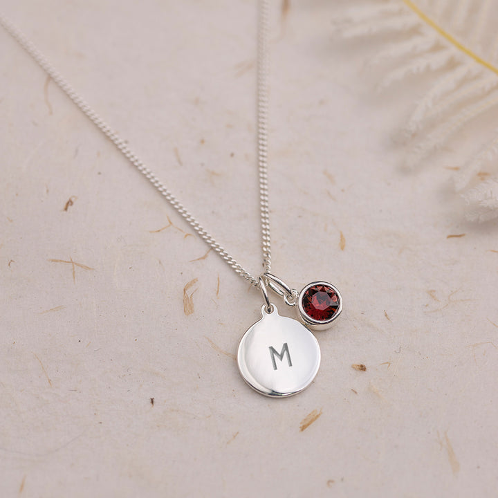 Personalised January Birthstone Necklace - Burgundy - Djuna Studios