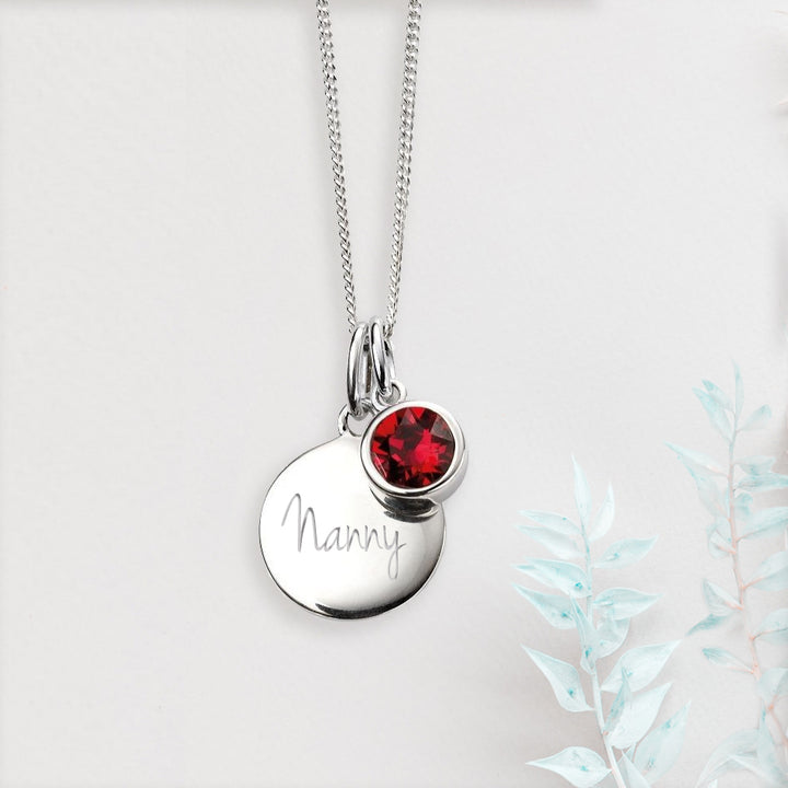 Personalised July Birthstone Necklace - Ruby Crystal - Djuna Studios