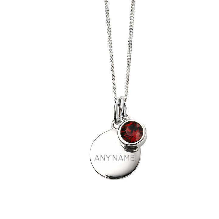Personalised July Birthstone Necklace - Ruby Crystal - Djuna Studios
