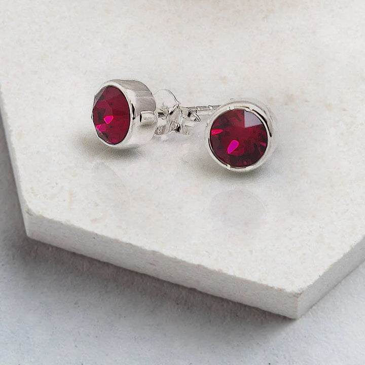 July Birthstone Earrings - Ruby Crystal