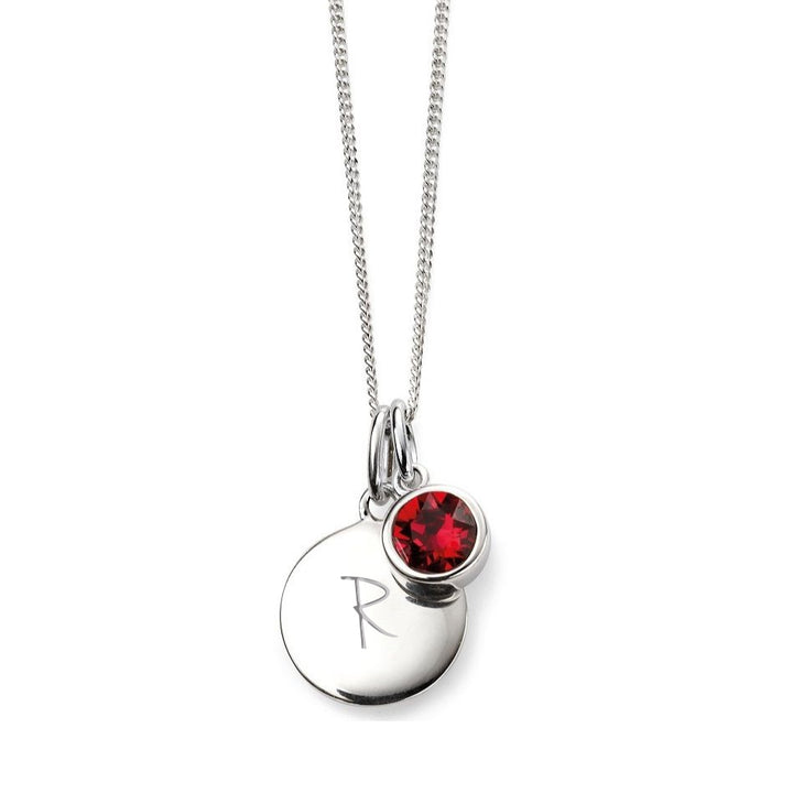 Personalised July Birthstone Necklace - Ruby Crystal - Djuna Studios