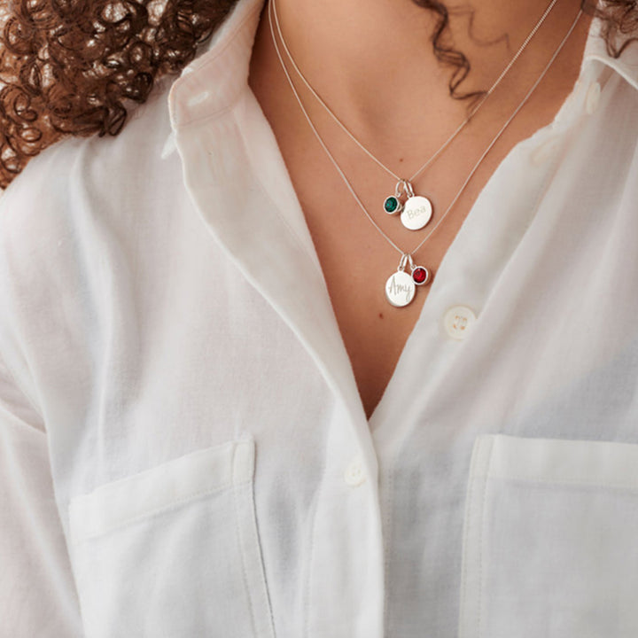 Personalised July Birthstone Necklace - Ruby Crystal - Djuna Studios