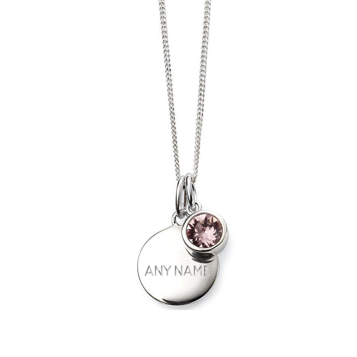 Personalised June Birthstone Necklace - Light Amethyst Crystal