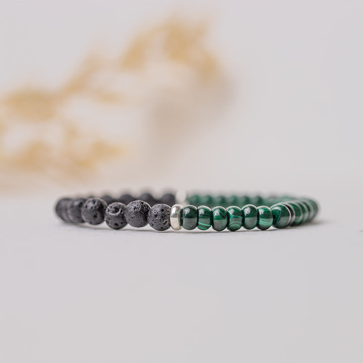 Nature's Balance Malachite and Lava Stone Bracelet 6mm - Djuna Studios